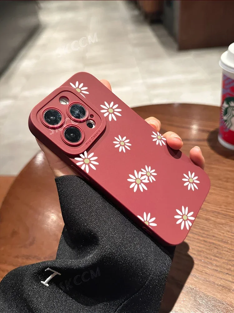 جراب هاتف بابونج عادي ، غطاء مصد سيليكون لين ، لون الحلوى ، آيفون 11 ، 12 ، 13 ، 14 ، 15 برو ماكس ، ميني ، XS ، X ، XR ، 7 ، 8 بلس