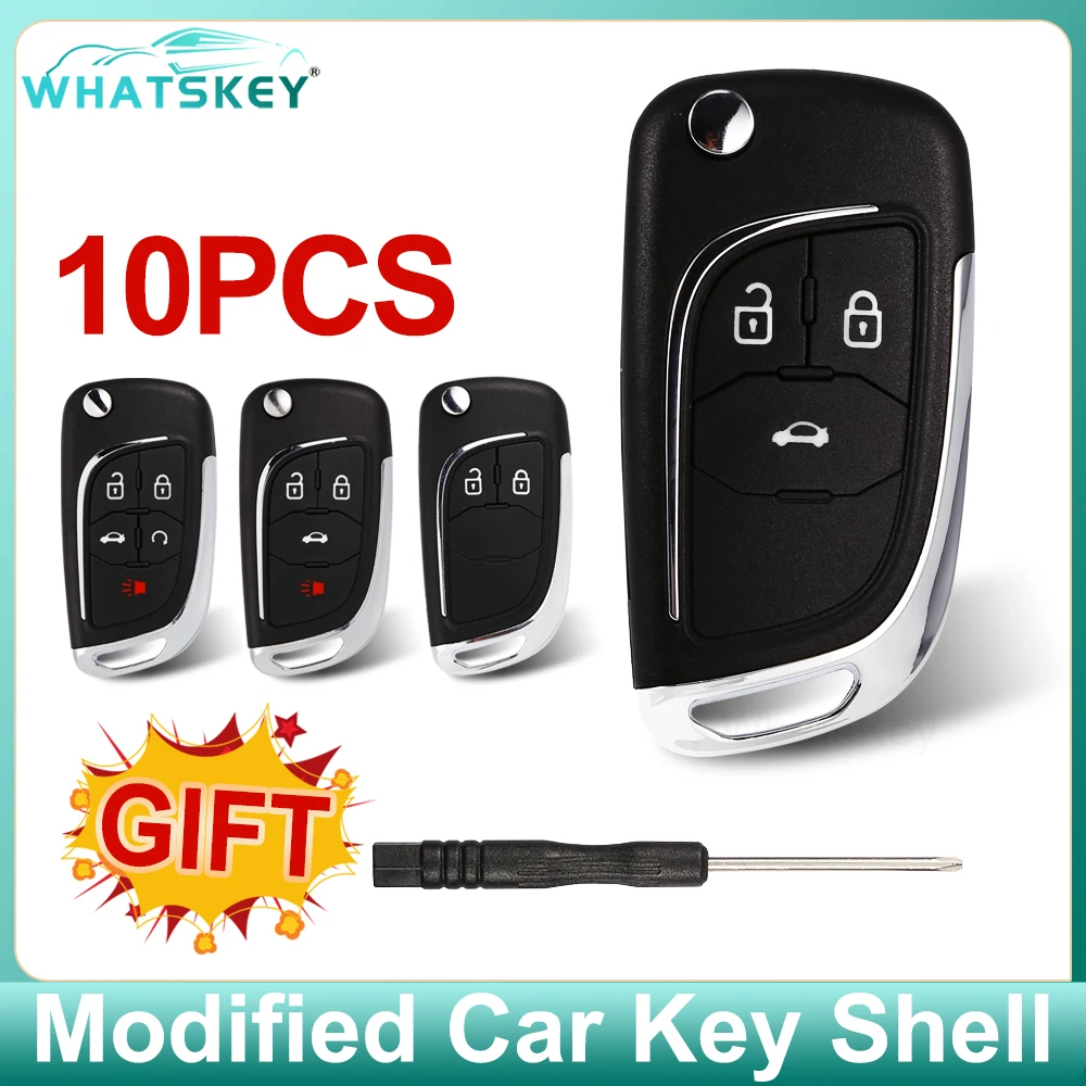 WhatsKey 10X Modified Remote Car Key Shell For Chevrolet Lova Aveo Cruze 2/3/4/5 Buttons For Opel Vauxhall Insignia Astra Mokka