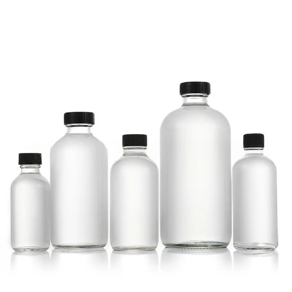 

Glass Bottles with Lids Round Glass Bottles Glass vials Perfect for Diy Essential Oils Perfumes Whiskey and Juices