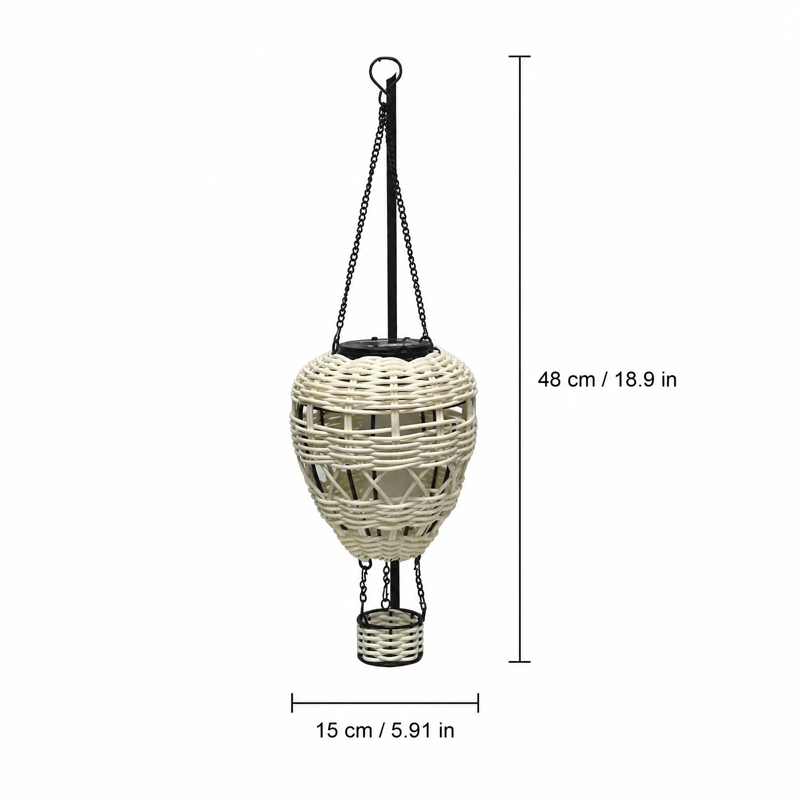 Hot Air Balloon Shape Garden Lamps Decoration Hanging Wicker Solar Courtyard Decorative Lights Outdoor Patio Decor