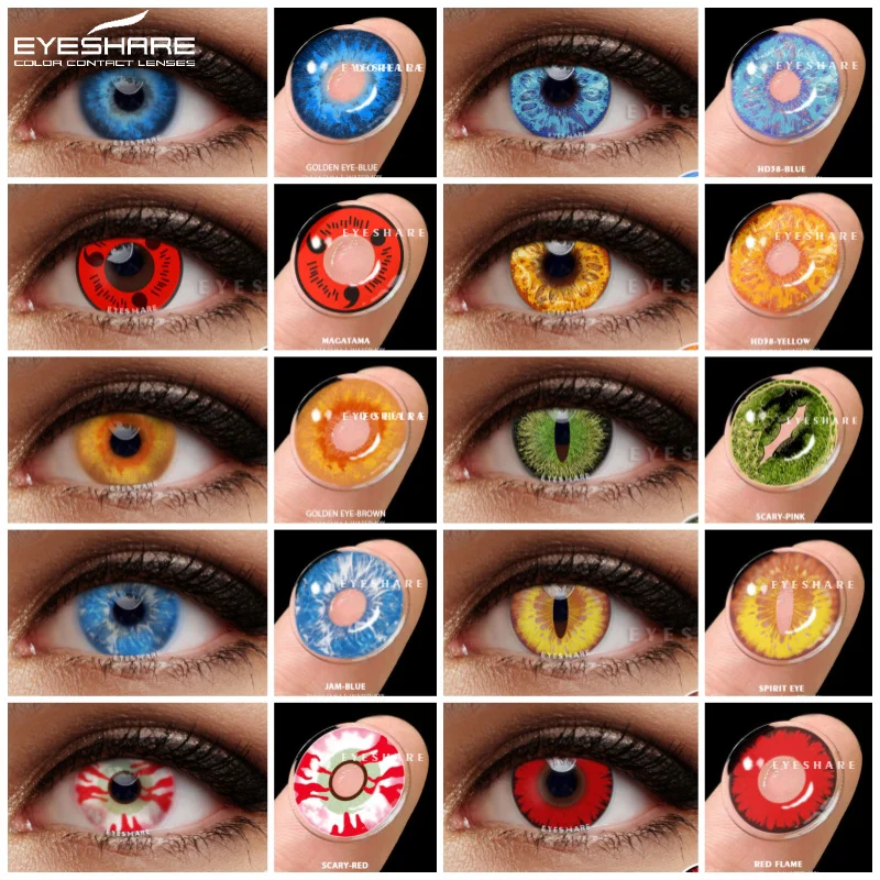 EYESHARE 1Pair Colored Contact Lenses for Eyes Cosplay Contact Lenses Blue Lenses Halloween Lens Cosmetics Pupils Eye Color Lens