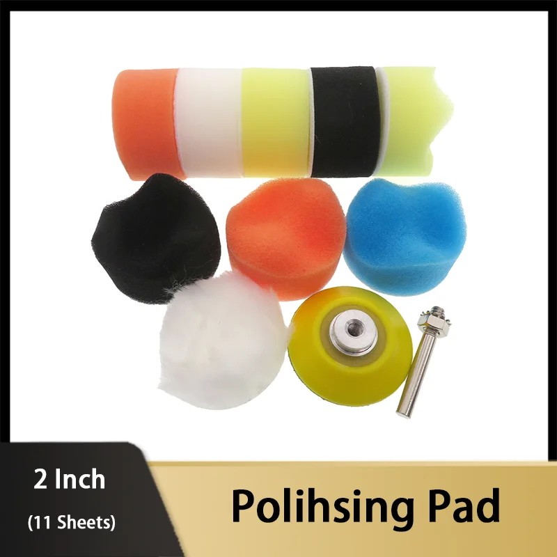 2 Inch Polishing Pad Detailing Wool Buffing Backing Plate 11 Pcs 1/8'' Adapter for Coat Paints Waxing Polishing Sealing Glaze