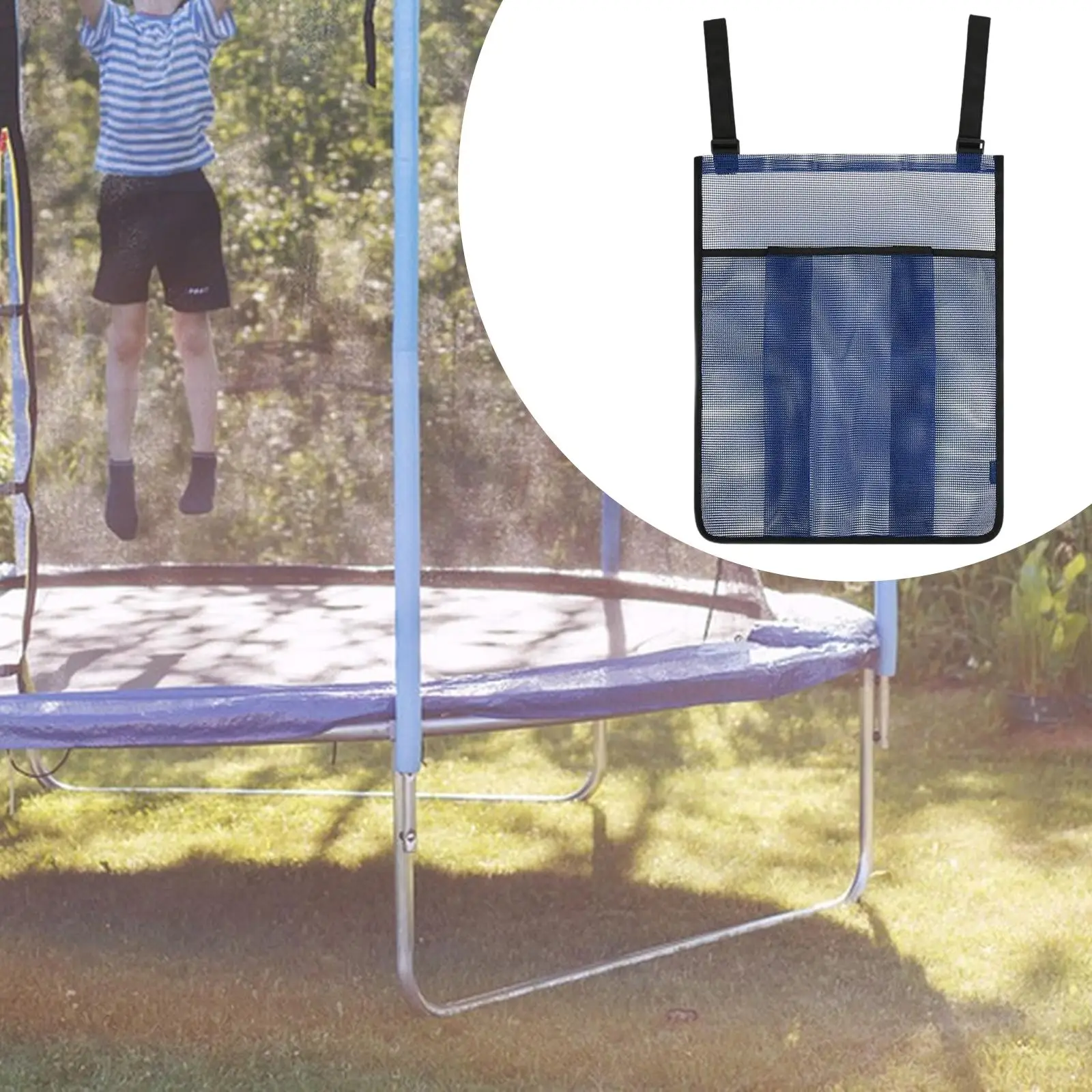 

Универсальный держатель для обуви на батут, простая установка, портативный органайзер для хранения, сетчатый карман, большой размер для вещей, бутылок с водой, одежды