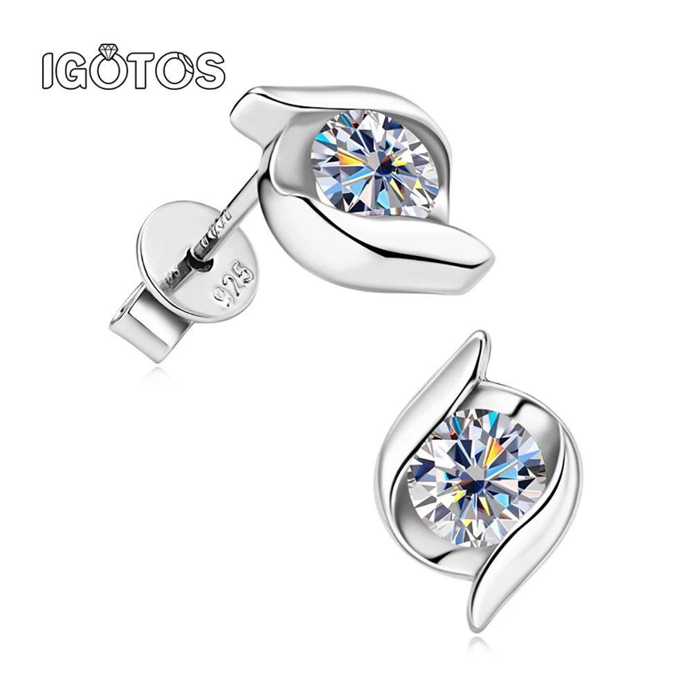 

IGOTOS GRA Certified 1cttw Moissanite Stud Earrings Women 925 Sterling Silver 5mm Round Lab Diamond Ear Stud Fine Jewelry Gifts