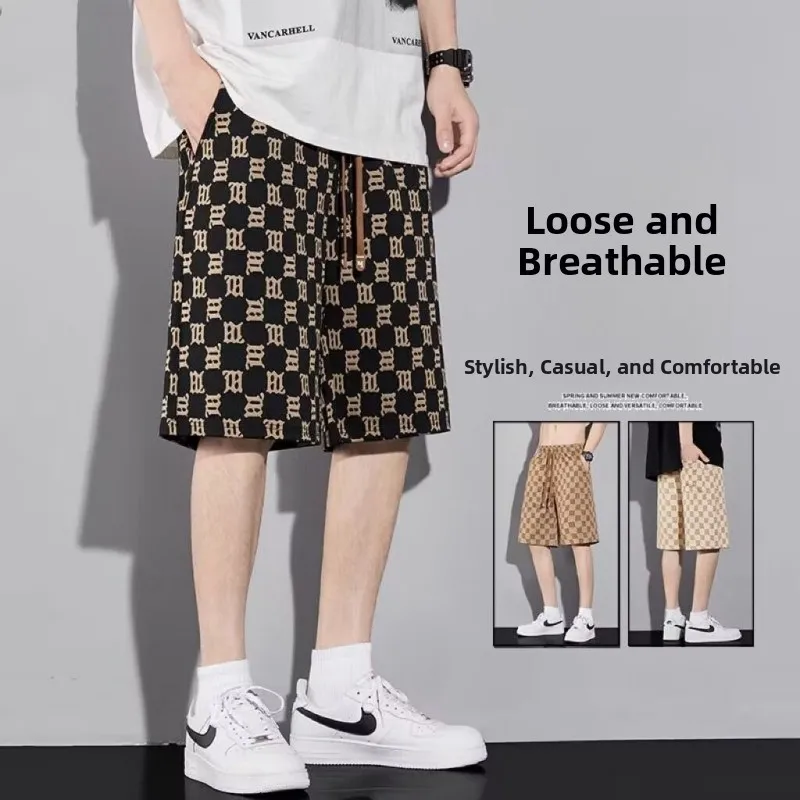 

Men's Summer Ice Silk orts Loose Fit Casual Sports Thin Sle Teenager Faionable Straight Leg Elastic Waist Band orts