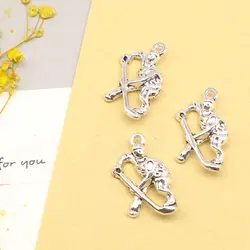 5pcs 16x25mm Ice Hockey Player Charms Pendants For Earrings Children Diy Jewelry For Women Antique Silver Color