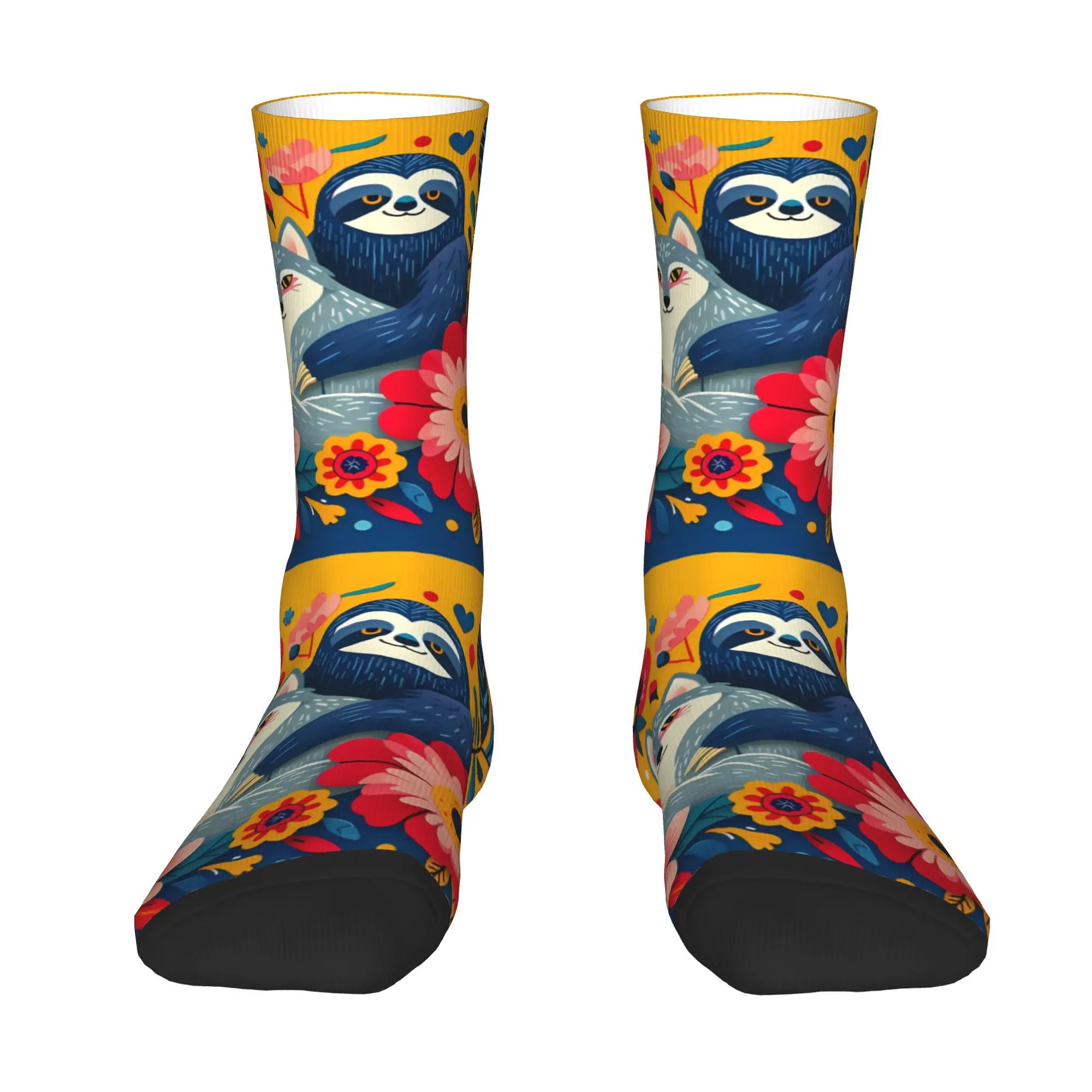 スカンジナビアの民俗芸術ナマケモノの靴下プリントマンポリエステルファッション