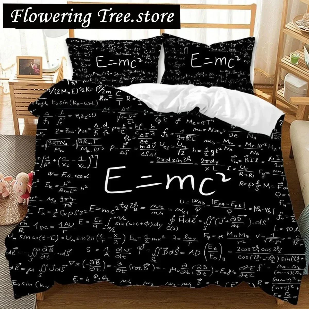 

Black White Duvet Cover Mathematical Calculation Formula Bedding Set for Teens Boy Bed Linen Room Design Bedclothes Duvet Cover0