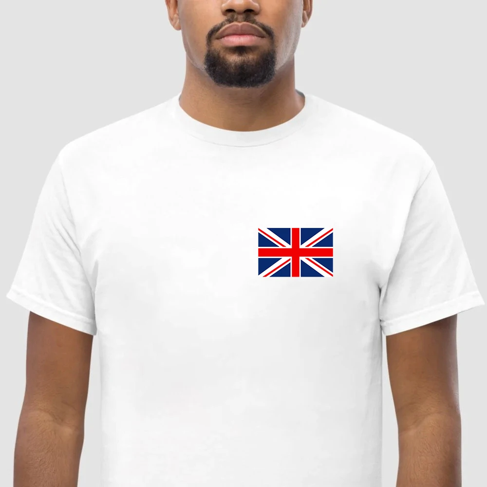 HX United Kingdom T-shirts I Love My Motherland Flag Stickers Black White Cotton Tees Adult Teens Summer Short Sleeve Shirts