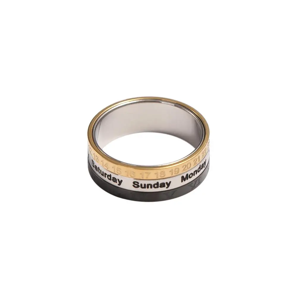 Gifts Creative Roman Numerals Titanium Steel Spinner Date Time Calendar Joint Ring Fashion Jewelry Finger Ring Men Ring