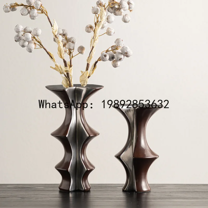 

PYJ retro ceramic vase wabi sandy wind coarse pottery jar new Chinese handmade homestay ornament