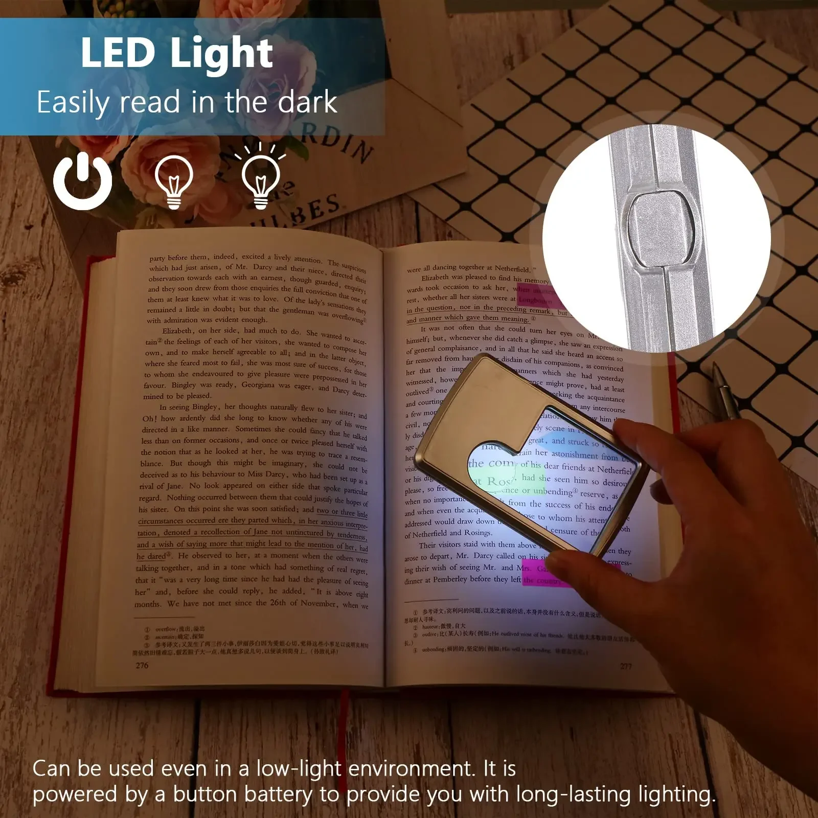Imagem -05 - Jóias Lupa com Luz Led Lupa Iluminada Bolso de Couro Lupa Ultra-fina Lente Quadrada Tamanho do Cartão de Crédito 3x 6x