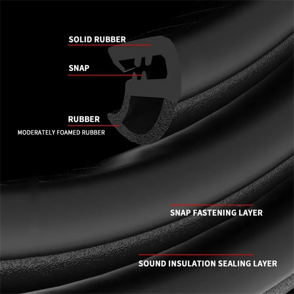 Car Door Rubber Seal Strip B-pillar Type Sealing Adhesive Stickers Noise Insulation Weatherstrip Auto Interior Accessories