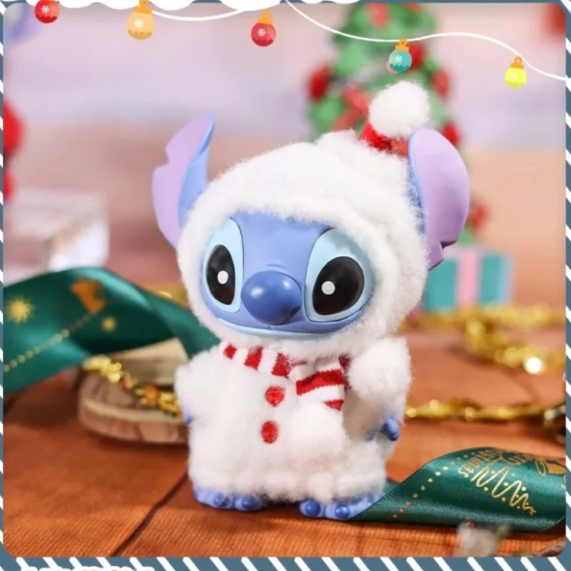 Hot Genuine Christmas Stitch With Outfit Series Blind Box Kawaii Stitch Figure Toy Collectible Doll Mystery Box Stitch Christmas