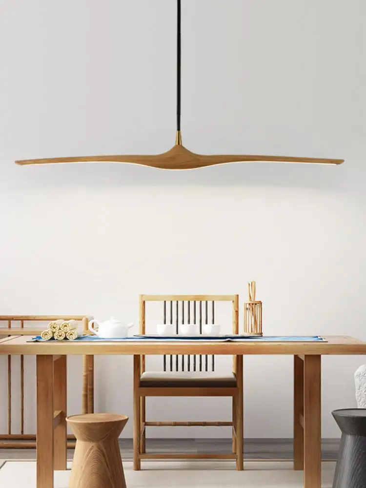 Walnut restaurant pendant light new minimalist one word pendant light Zen tea room dining room long island table table light