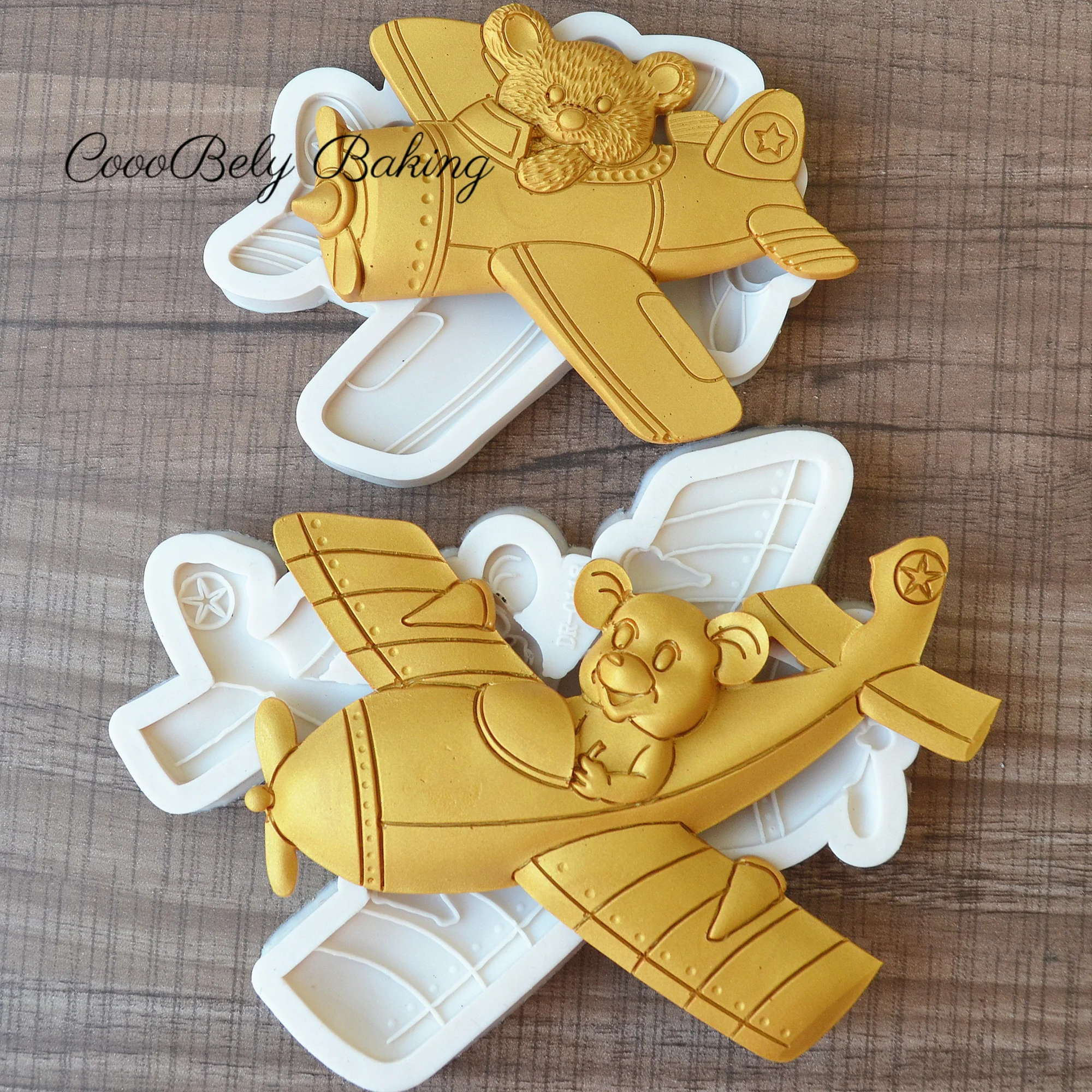 

A Bear Flying An Airplane Cake Fondant Silicone Mold Cake Border Sugarcraft Pastry Mold Bakeware Kitchen Baking Decorating Tools