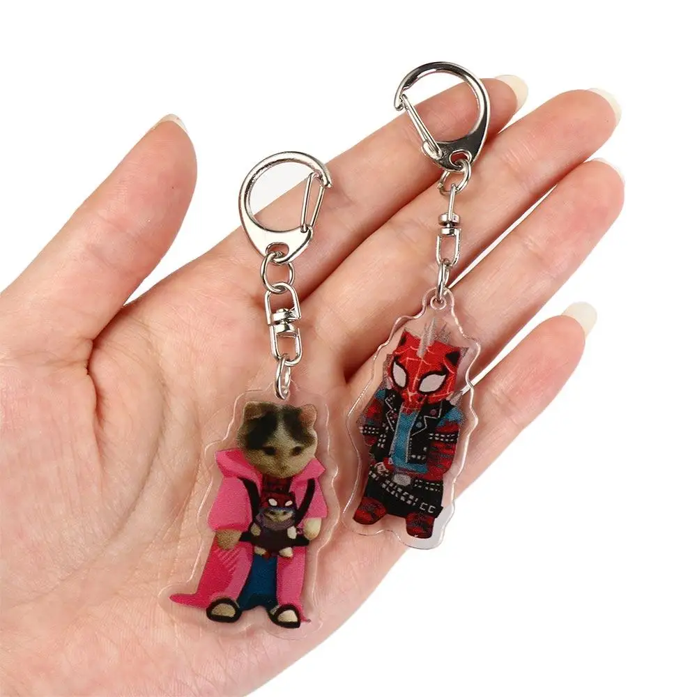 2023 Memes Cat Superhero Invincible Cat Warrior Spoof Fun Student Gift Keychain Pendant Gift for Students Children Friends