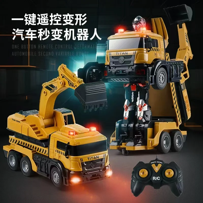 الأطفال سيارات لعبة التحكم عن بعد الكهربائية تشوه حفارة رافعة حريق جرافة لودر أطفال بالريموت كنترول روبوت الصبي هدية