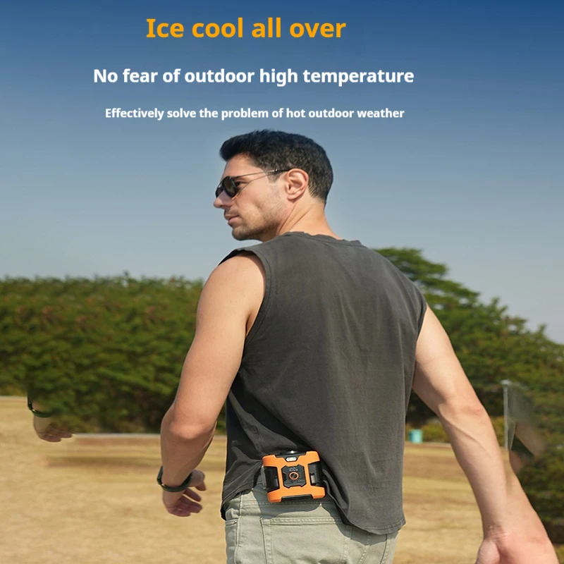 مروحة معلقة على الخصر عالية السرعة، مشبك خصر محمول USB، بطارية 8000 مللي أمبير في الساعة، مروحة صغيرة لبنك الطاقة في موقع البناء الخارجي، يمكن ارتداؤها #4