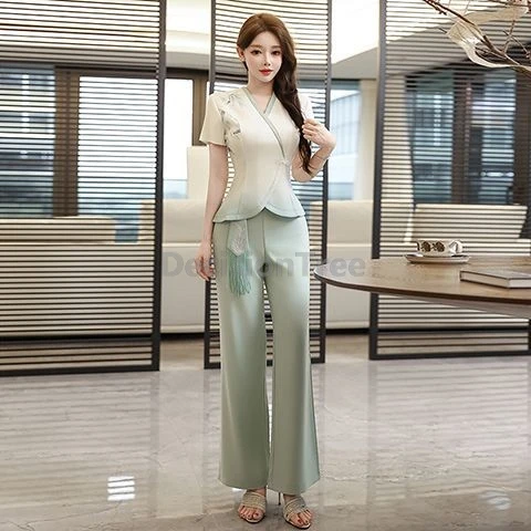 

2025 элегантная темпераментная униформа старшего косметолога, массажная терапия ног, костюм техника, древний стиль, спа-униформа Regimen