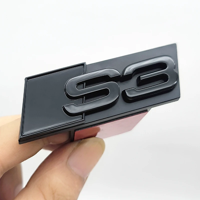 3d ABS Black Logo Car Front Grille Emblem Badge For Audi S3 S4 S5 S6 S7 S8 S 3 4 5 6 7 8 Accessories