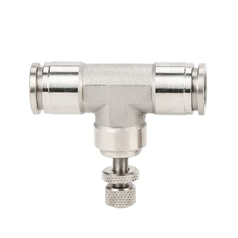 304 Stainless Steel Metal Pneumatic Quick Connector SA4/6/8/10/12mmThread 1/8 1/4 3/8 Hose Fittings Pneumatic Throttle Valve