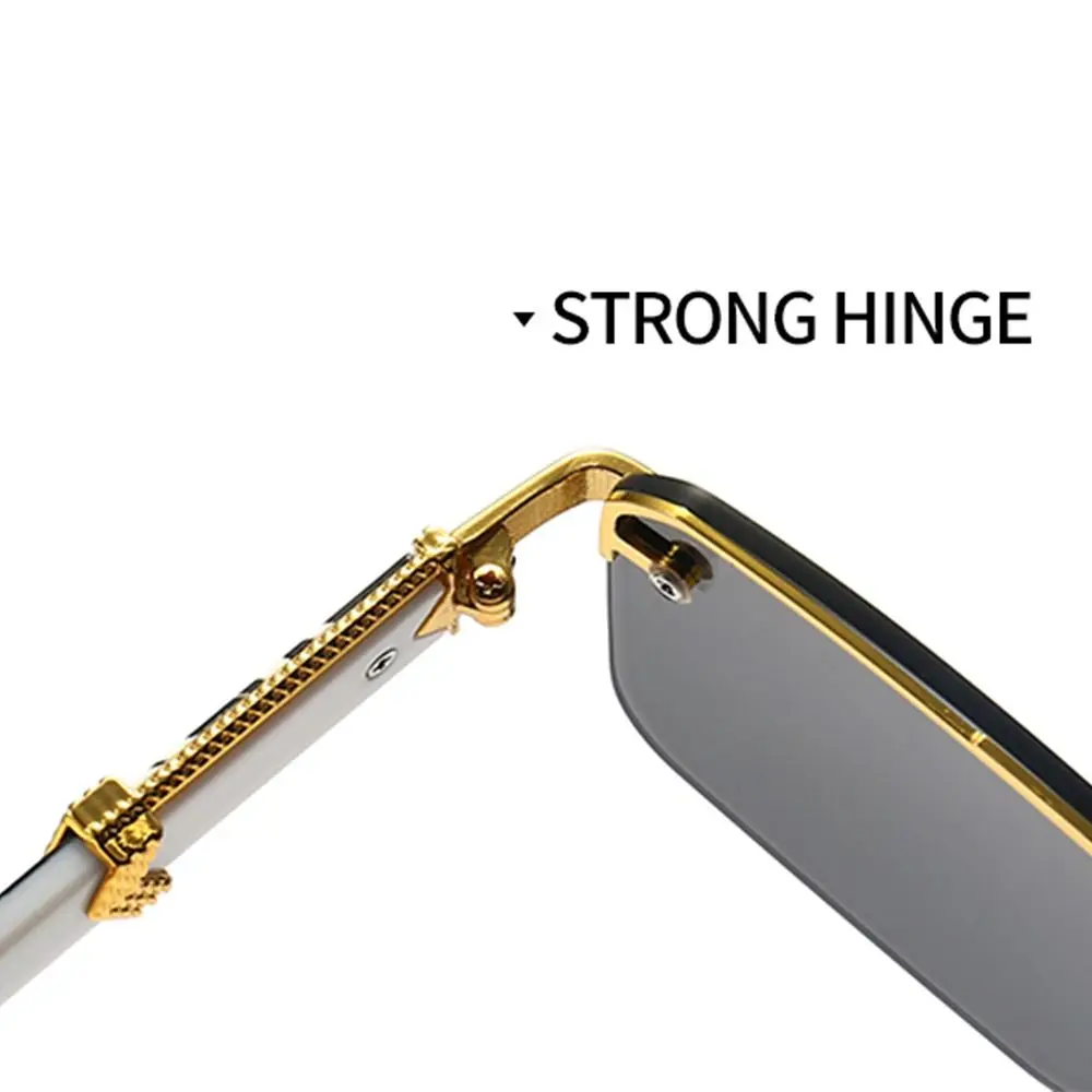 

Luxury Vintage Rimless Sunglasses for Men Square UV400 Gradient Shades Cutting Lenses Eyewear for Women