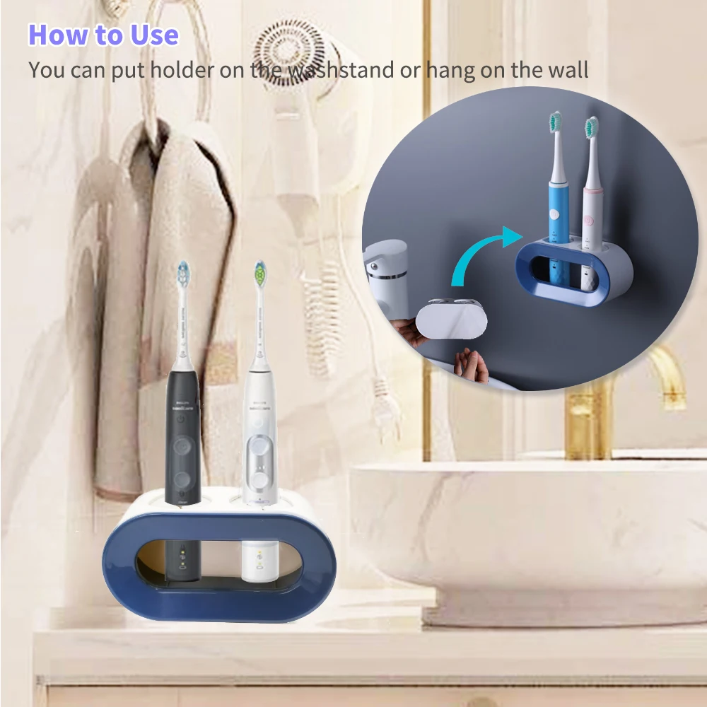 Portaspazzolino elettrico e portaspazzolino 4 pezzi compatibile con spazzolino elettrico Philips Sonicare per bagno, parete Mo