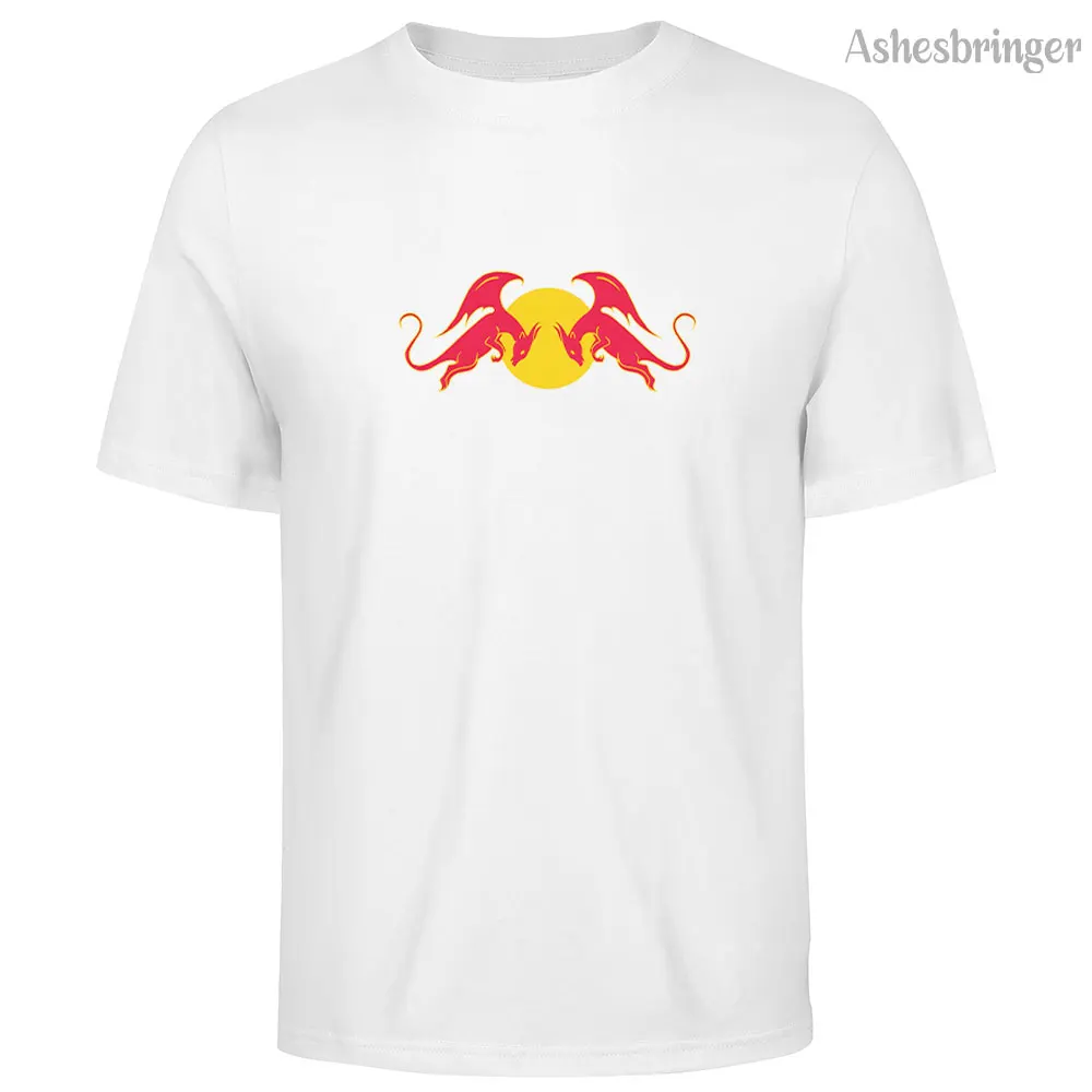 Футболка мужская хлопковая с принтом красный дракон энергия напитков и графическим принтом, Повседневная стильная футболка для мужчин и женщин, лето 100%