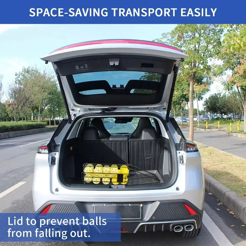 

Black Pickleball Picker Upper Ergonomic Handle Press Collector Tennis Ball Picker Save Effort Large Capacity Tennis Ball Hopper