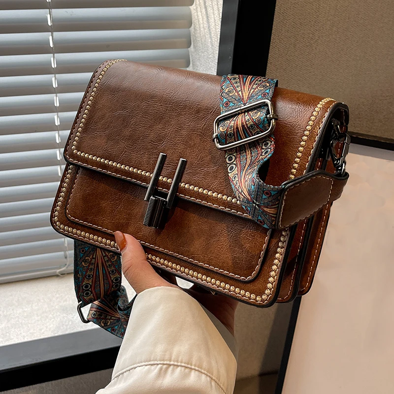 

Классическая модная универсальная элегантная сумка через плечо в стиле ретро, портативный рюкзак с регулируемым плечевым ремнем, повседневная простая широкая сумка