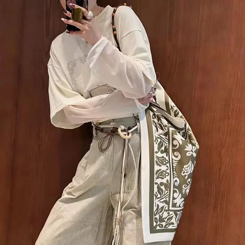2025 Double-sided Printed Silk Scarf Fabric Single-shoulder Bag Lazy Summer Women's Fashion Handbag Square Silk Soft view 3