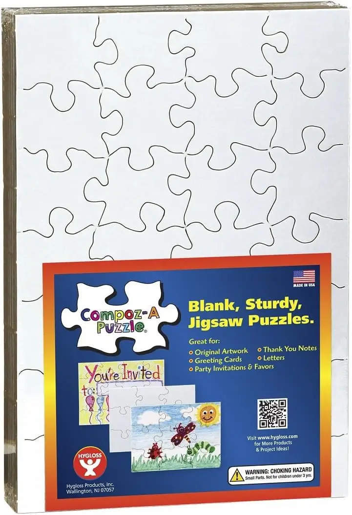 100 puzzles vierges - 5,5 x 8 pouces, 28 pièces chacun - Invite Hygloss DYI Party, parfait pour la décoration, les activités pour enfants, A