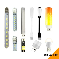 Mini luz LED USB portátil con interruptor de Sensor táctil, 3, 8, 24 LED, lectura de libros, lámpara de escritorio nocturno para PC, portátil, iluminación de Banco de energía