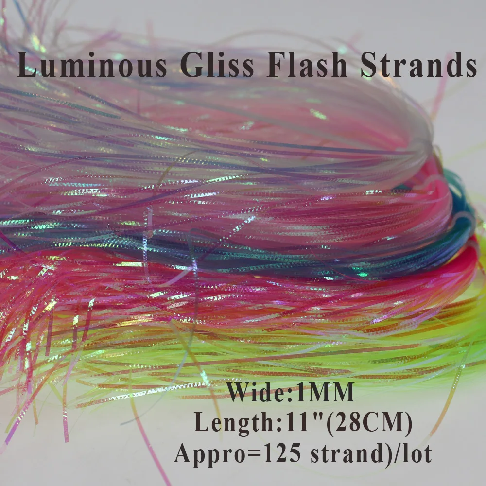 1mm Luminous Gliss Glow Flash Strand Saltwater Flashbou Bucktail Spinnerbait Fishing Lure Bass TroutFly Wing Tail Tying Material