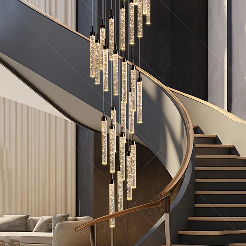 

Скандинавские минималистичные хрустальные люстры, лестничные люстры, вращающиеся минималистичные хрустальные люстры с двойным полом и одной буквой