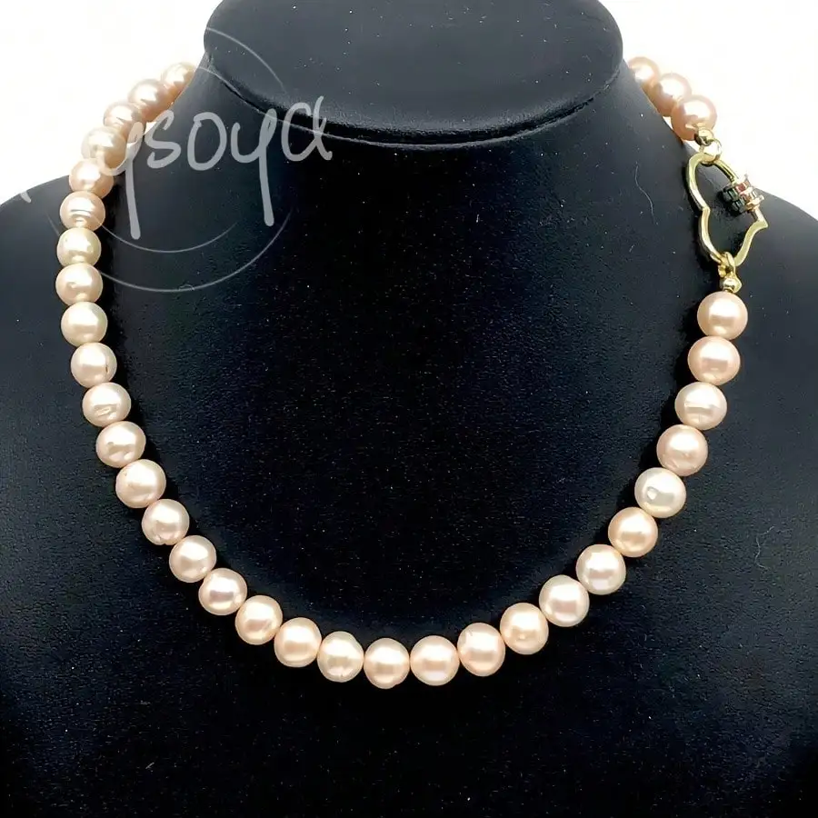 

MYSOYA розовый пресноводный жемчуг ожерелье 7-9 мм жемчуг с застежкой в форме сердца подарочная коробка подарок для нее свадьба подарок на Рождество и день рождения