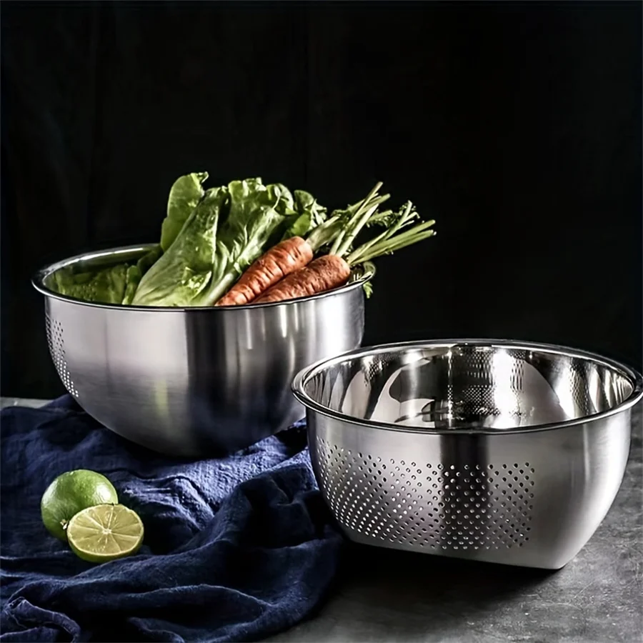 1Pcs Stainless Steel Slanted Bottom Microporous Filter Cleaning Bowl - Rice Cleaning Bowl Funnel Filter Fine Mesh Filter for Washing Vegetables, Fruits, Beans and Pasta, Kitchen Microporous Funnel Cleaning Bowl, Convenient and Practical Draining, Vegetable Cleaning and Draining Filter Basket, Kitchen Colander School Supplies, Back to School