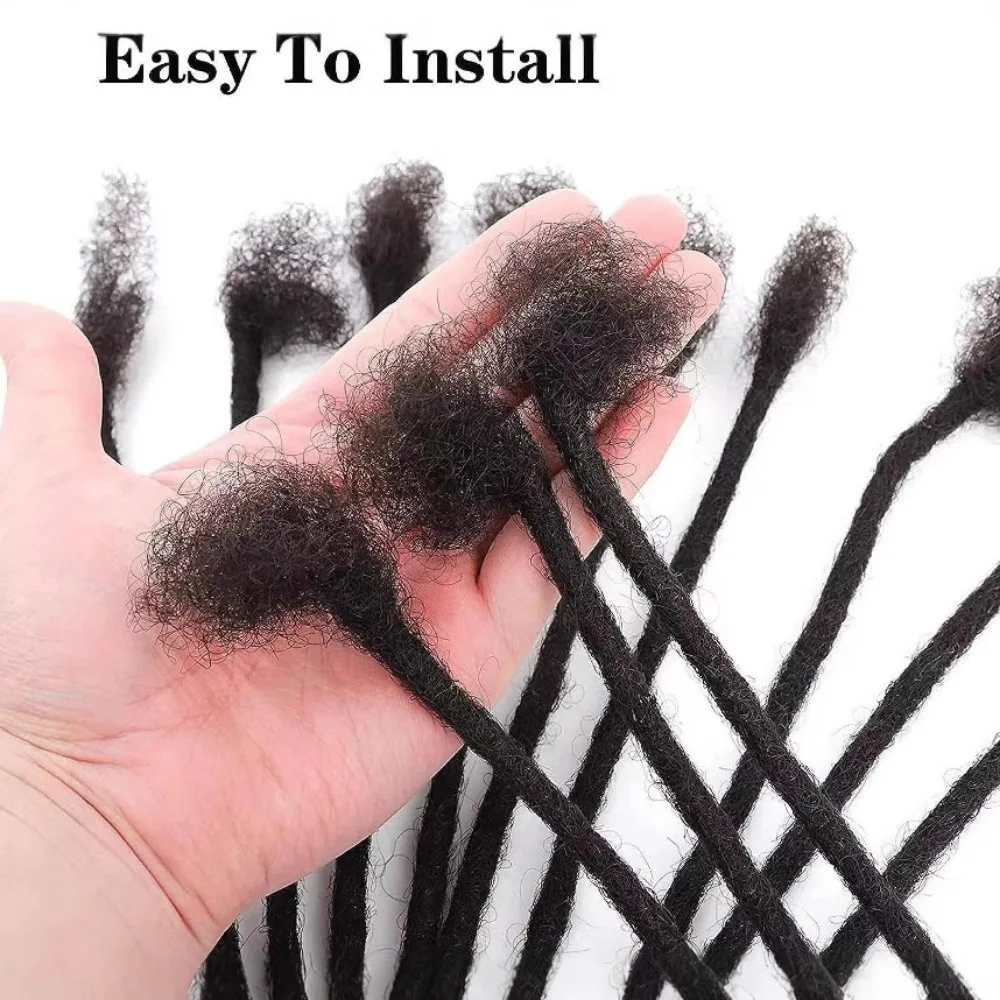 100% extensões de dreadlock de cabelo humano natural preto loc extensões de cabelo humano permanente loc extensões de cabelo humano 0.6 cm