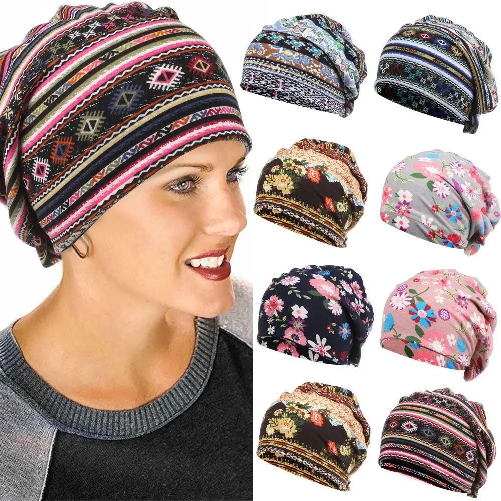Cotton Soft Beanies Sleep Caps Winter Warm Chemo Hat Women Turban Hat Head Wrap Muslim Hijabs