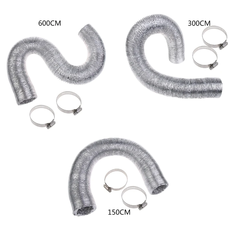 

K1KA Dryer Vent Hose Air Duct Aluminum Ducting with 2 Screw Clamps 1.97in Diameter Dryer Vent Hose for Air Conditioning