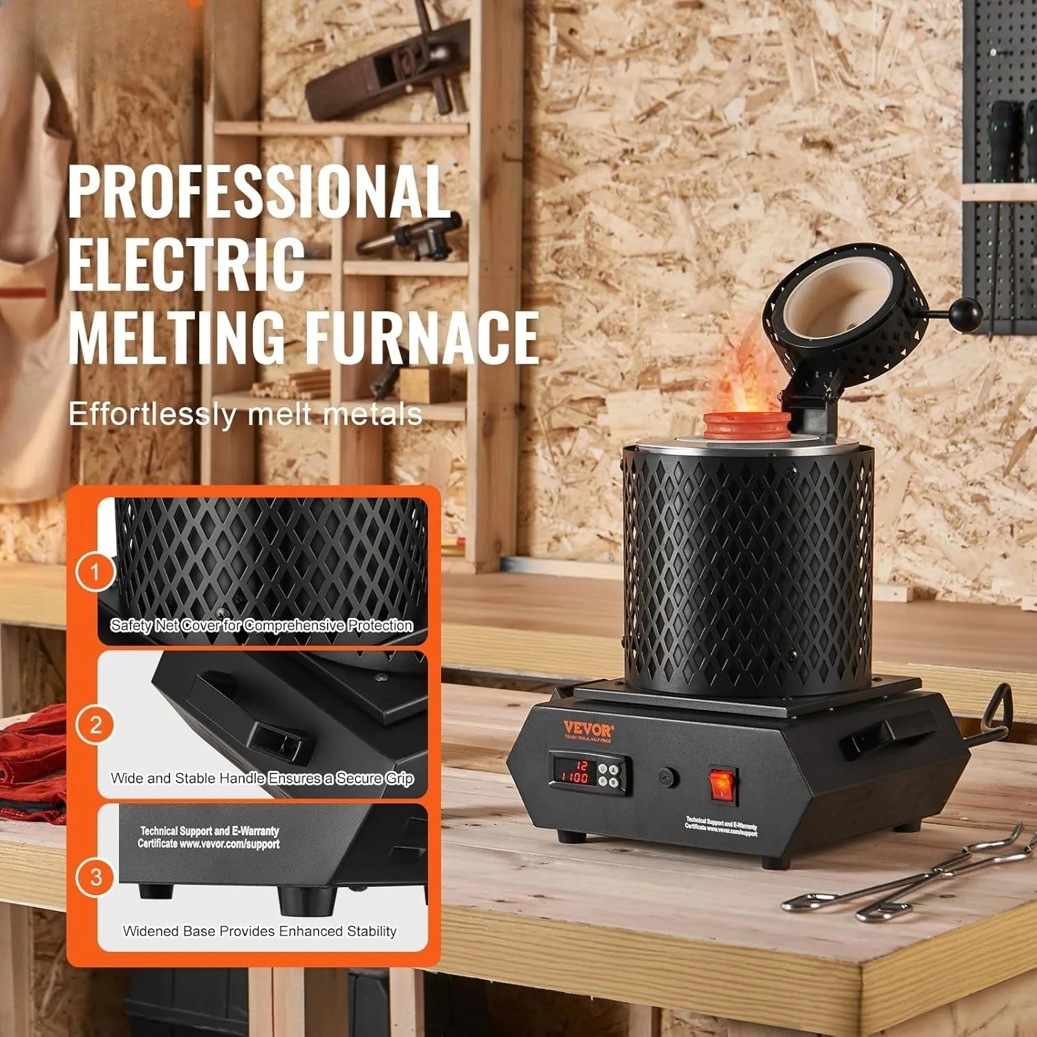 SIHAO 3 كجم فرن صهر الذهب الرقمي تكرير المعادن الثمينة والفضة والمجوهرات أداة صب الذهب والفضة والنحاس والألومنيوم #5