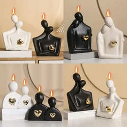 Heart Couple Portrait Scented Candle Silicone Mould Simple Human Bust Soap Chocolate Mold Art Plaster Decor Valentine's Day Gift