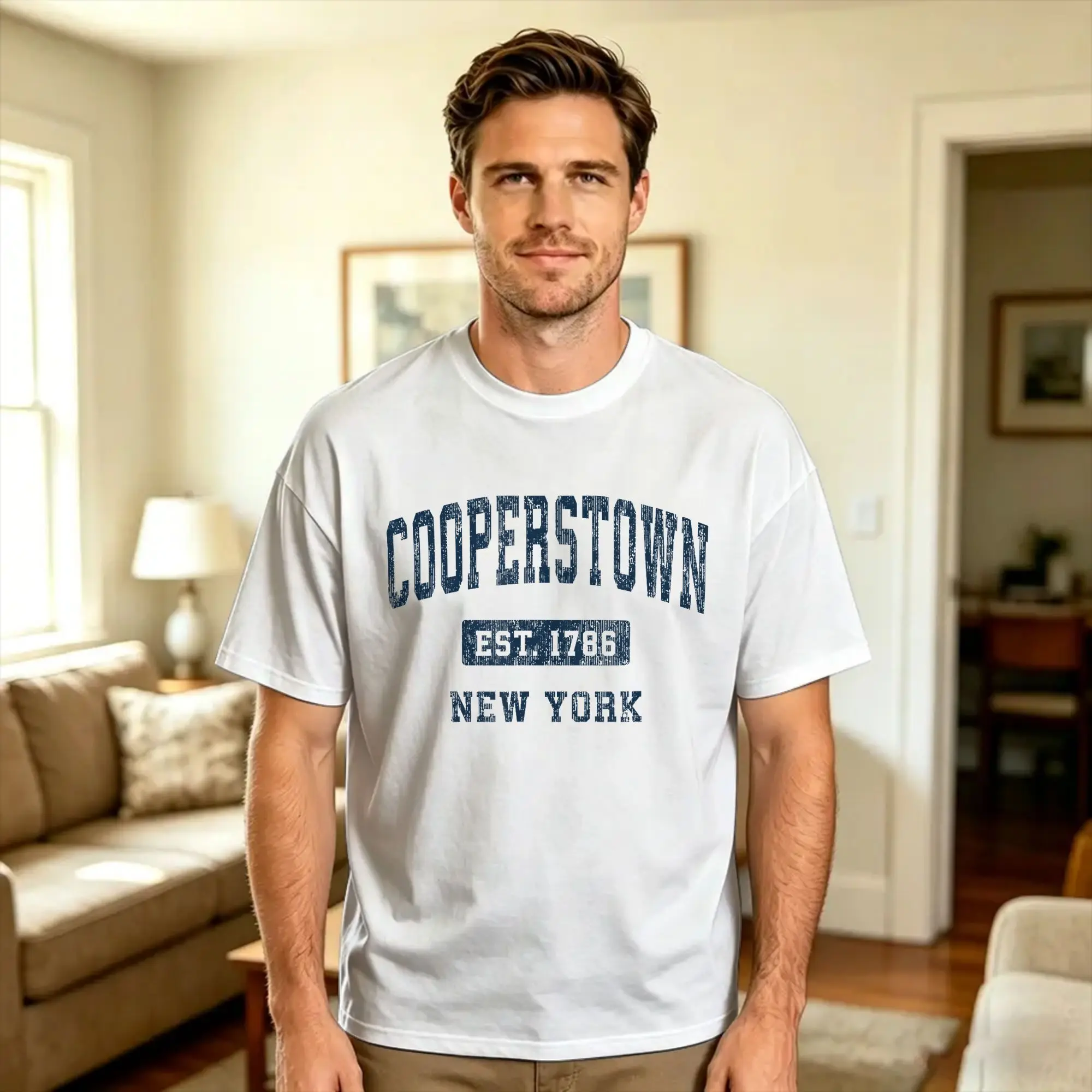 Cooperstown New York T-Shirt Summer  Y2K Fun T-Shirts Cotton Harajuku Tshirt For Men Pattern Clothing