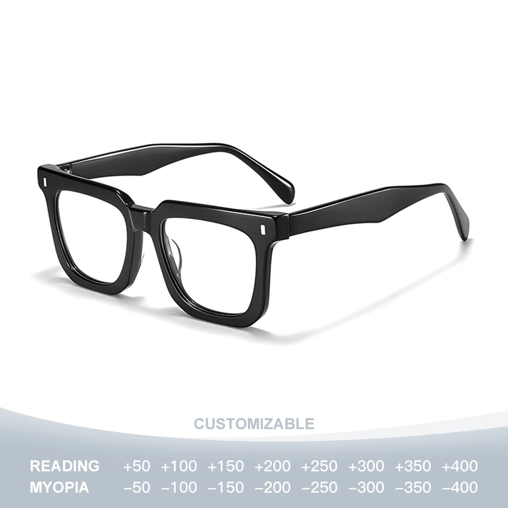 

Retro Square Acetate Eyeglasses Frame Wide-rim Design Optical Prescription Glasses for Men And Women Diopter 1.0 to 4.0