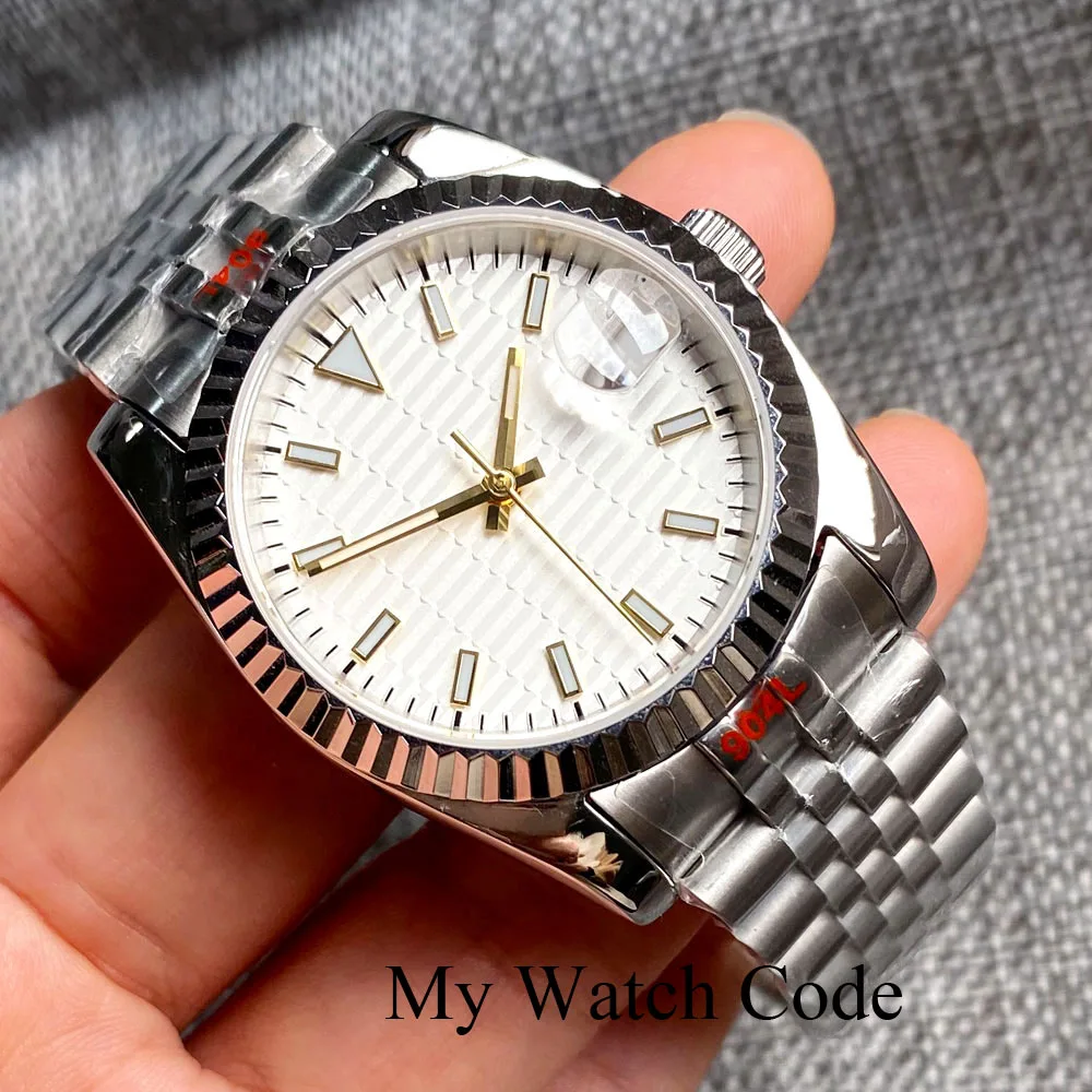 36mm 39mm Fluted NH35 Watches DJ Automatic Wristwatch Hive Cream White Dial Sapphire Crystal 904L Bracelet 0039