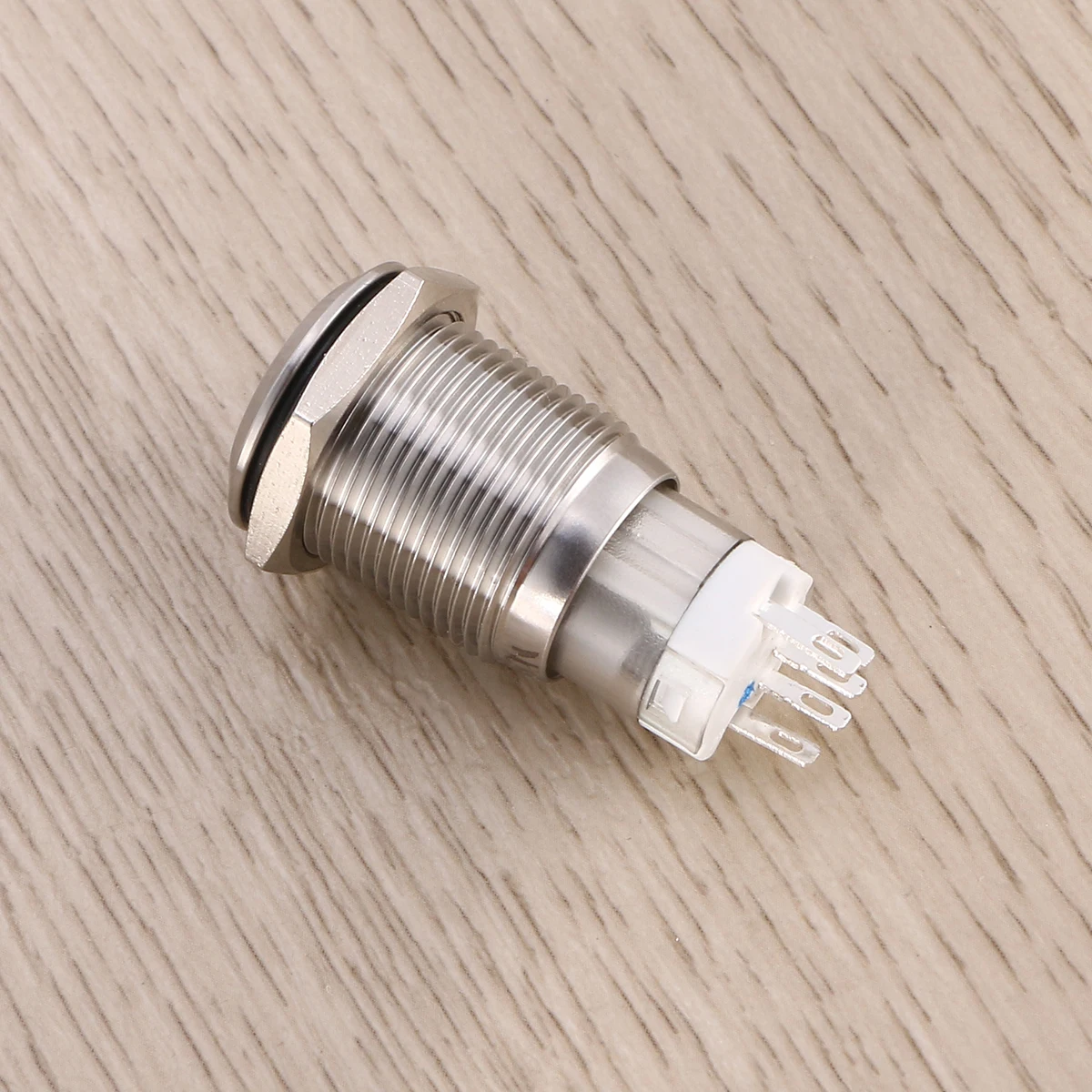 

16Mm White Ring Led Metal Push Button Switch Ip65 Waterproof Car Diy Latching Self-Locking Dc12V Long Life High Quality