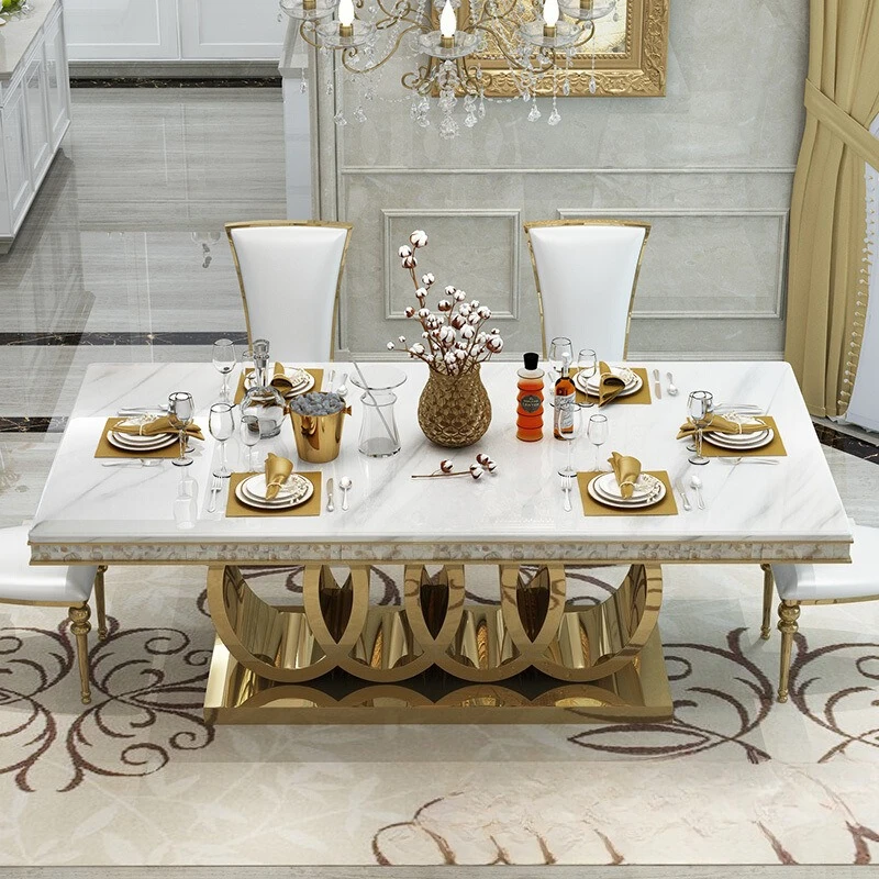 

Rectangle dining table, simple modern marble dining table, rock slab, hotel dining table and chairs