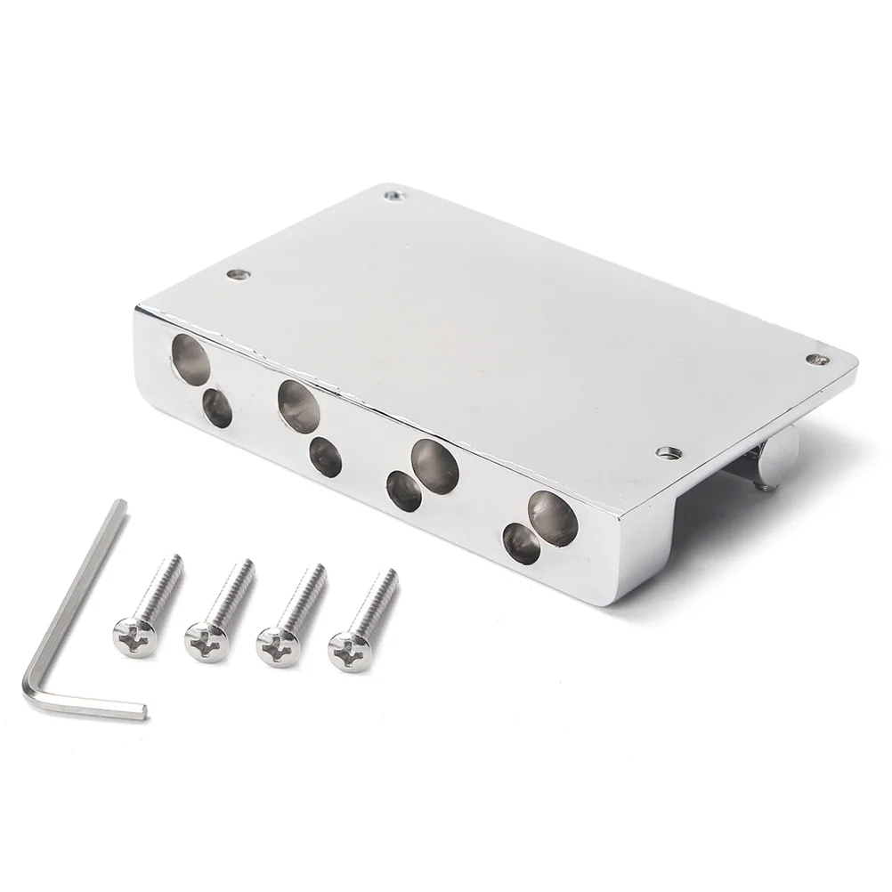 

4 String Bass Bridge Metal Vintage Style Height Adjustable Top Load For Jazz Guitar Ga1007 Silver