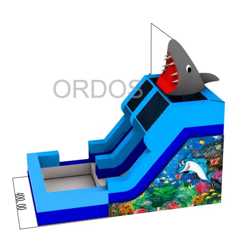 Inflatable Shark Attack Slide Commercial Jumper Adult Size Inflatable Large Water Slide with Pool Inflatable Water Slide